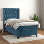 vidaXL Sommier à lattes de lit et matelas Bleu foncé 80x200 cm Velours