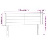 vidaXL Tête de lit avec oreilles Gris clair 147x16x78/88 cm Tissu