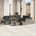Ensemble sofa jardin 13 pièces avec coussins Gris Poly Rattan Acacia
