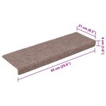 vidaXL Tapis de marches d'escalier 5 Pièces Marron 65x21x4 cm Aiguilleté
