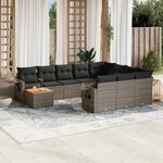 vidaXL Salon de jardin 11 Pièces avec coussins gris résine tressée