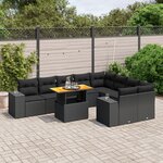 vidaXL Salon de jardin 10 Pièces avec coussins noir résine tressée