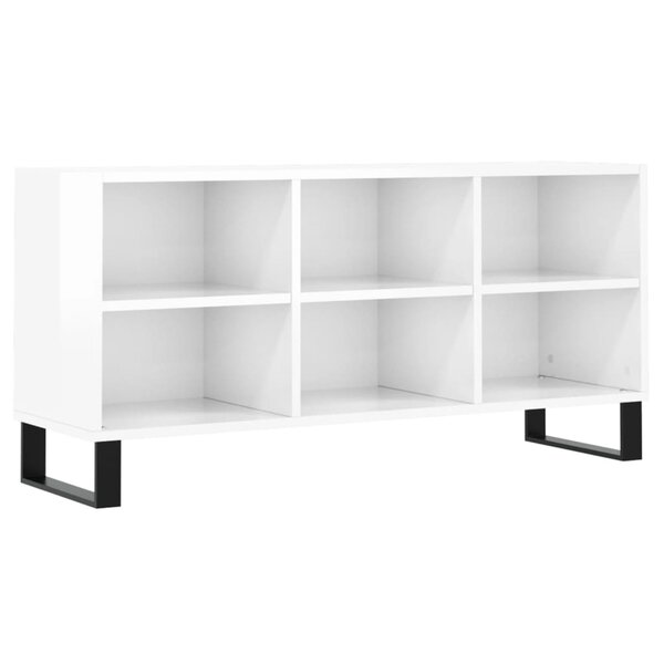vidaXL Meuble TV blanc brillant 103 5x30x50 cm bois d'ingénierie