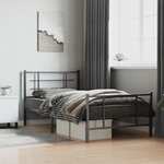 vidaXL Cadre de lit métal sans matelas avec pied de lit noir 107x203cm