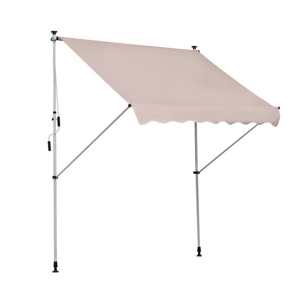 Store banne manuel rétractable 2L x 1 5l x 1 7-2 8H m inclinaison réglable installation rapide métal alu polyester beige