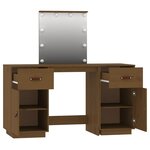 vidaXL Ensemble de coiffeuse avec LED Marron miel Bois de pin solide