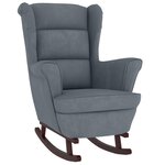 vidaXL Chaise à bascule avec pieds en bois et tabouret Gris foncé