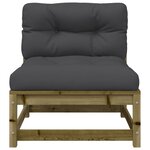 vidaXL Canapé de jardin sans accoudoirs et coussins bois pin imprégné