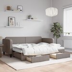 vidaXL Lit de jour avec gigogne et tiroirs sans matelas taupe 80x200cm