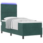 Lit à ressorts vidaXL avec matelas et LED vert foncé 80x200 cm en velours