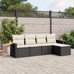 vidaXL Salon de jardin 5 Pièces avec coussins noir résine tressée
