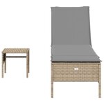 vidaXL Ensemble de chaises longues avec coussins 3Pièces beige poly rotin