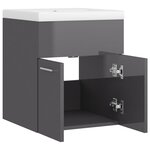 vidaXL Armoire d'évier avec lavabo intégré Gris brillant Aggloméré