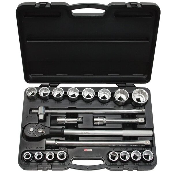 Ks tools jeu de clé à cliquet et douilles 21 pièces 3/4" 911.0722