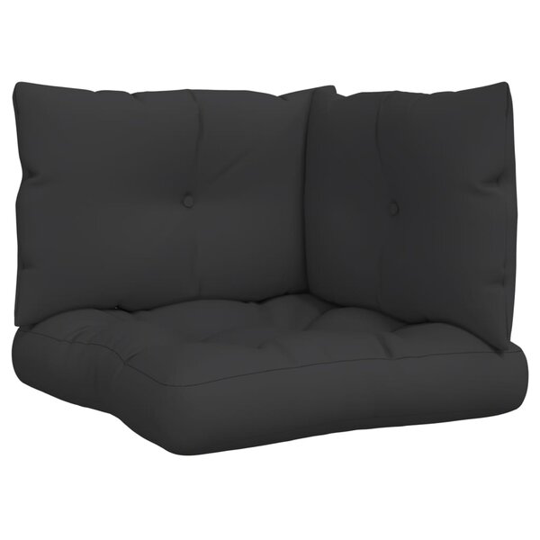 vidaXL Coussins de palette lot de 3 noir tissu