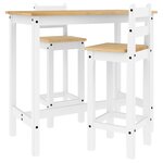 vidaXL Ensemble de bar 3 Pièces Blanc Bois de pin massif