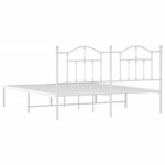 vidaXL Cadre de lit métal sans matelas et tête de lit blanc 160x200 cm