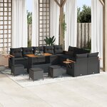 vidaXL Ensemble de canapé de jardin de 14 pièces avec coussins noir rotin synthétique acacia