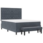 vidaXL Lit à Sommier avec Matelas & Banc Gris Foncé 160x200 cm Velours