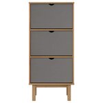 vidaXL Armoire à chaussures OTTA et 3 tiroirs Marron et gris Bois pin