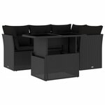 vidaXL Salon de jardin 5 Pièces avec coussins noir résine tressée