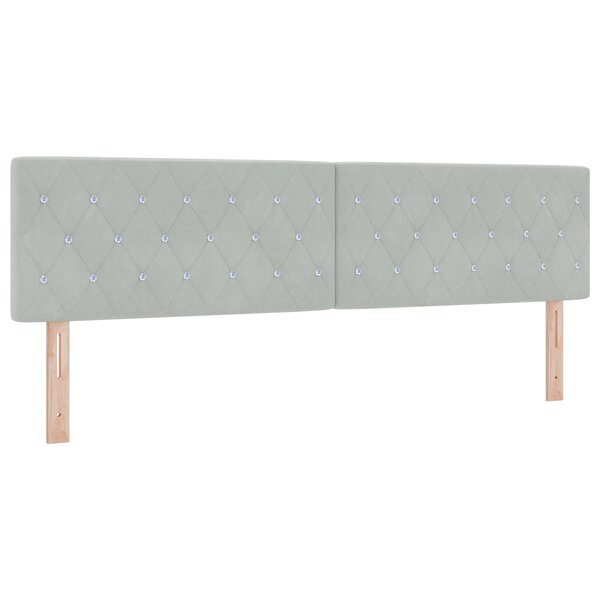 Tête de Lit LED avec Boutons en Cristal Gris Clair 90 cm Velours