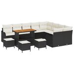 Ensemble de canapés de jardin vidaXL 13 pièces avec coussins  rotin poly noir  acacia
