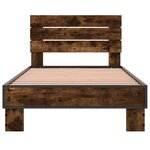 vidaXL Cadre de lit chêne fumé 90x190 cm bois d'ingénierie et métal