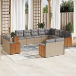 vidaXL Salon de jardin avec coussins 12 Pièces beige résine tressée