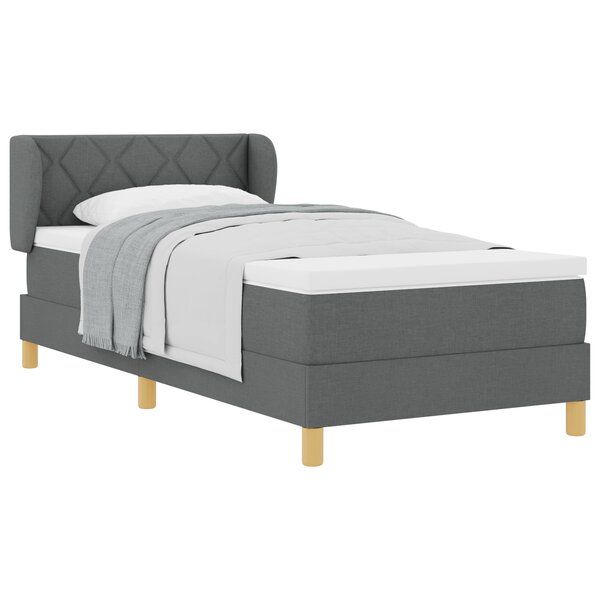 Lit boxspring vidaXL avec matelas en gris foncé  90x200 cm en tissu