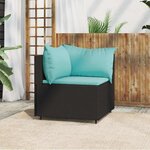 vidaXL Canapé d'angle de jardin avec coussins Noir Résine tressée