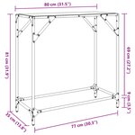 vidaXL Table console avec dessus en verre noir 80x35x81 cm acier