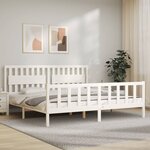 vidaXL Cadre de lit avec tête de lit blanc 200x200 cm bois massif