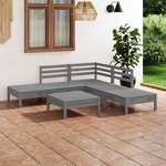 vidaXL Salon de jardin 6 Pièces Bois de pin massif Gris