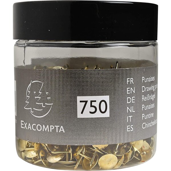 Boîte de 750 punaises en laiton hauteur 9mm 11mm de diamètre Laiton x 25 EXACOMPTA