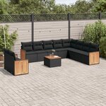 vidaXL Salon de jardin 11 Pièces avec coussins noir résine tressée