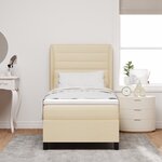 Lit Box Spring vidaXL avec Matelas en Crème  100x200 cm  Tissu