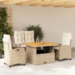 vidaXL Ensemble à manger de jardin coussins 4 Pièces beige résine tressée