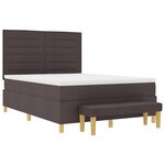 vidaXL Lit à ressort avec matelas et banc brun foncé 140x200 cm tissu