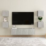 vidaXL Ensemble de meubles TV 6 Pièces Gris béton Bois d'ingénierie
