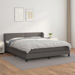 vidaXL Sommier à lattes de lit avec matelas Gris 180x200 cm Similicuir