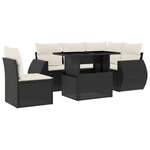 vidaXL Salon de jardin 6 Pièces avec coussins noir résine tressée