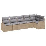 vidaXL Ensemble de canapé de jardin 6 pièces avec coussins beige poly rotin