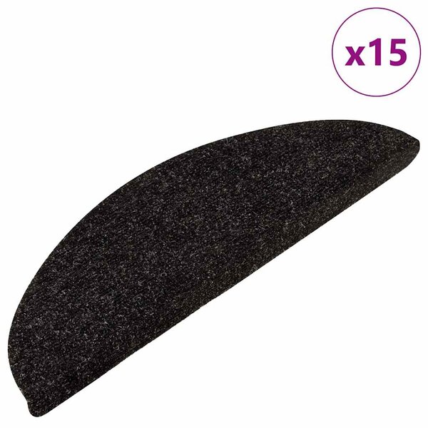 vidaXL Tapis d'escalier autocollants 15 Pièces 56x17x3 cm Anthracite