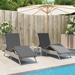 vidaXL Chaises longues avec coussins lot de 2 gris résine tressée