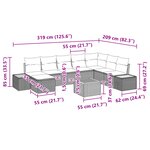vidaXL Ensemble de Canapés de Jardin de 9 Pièces avec Coussins Noir Poly Rattan Acacia