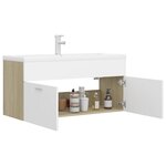 vidaXL Armoire d'évier et lavabo intégré Blanc/chêne sonoma Aggloméré