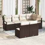 Ensemble de canapé de jardin vidaXL 7 pièces avec coussins Marron Poly Rattan