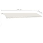 vidaXL Auvent manuel rétractable sur pied 600x300 cm Crème