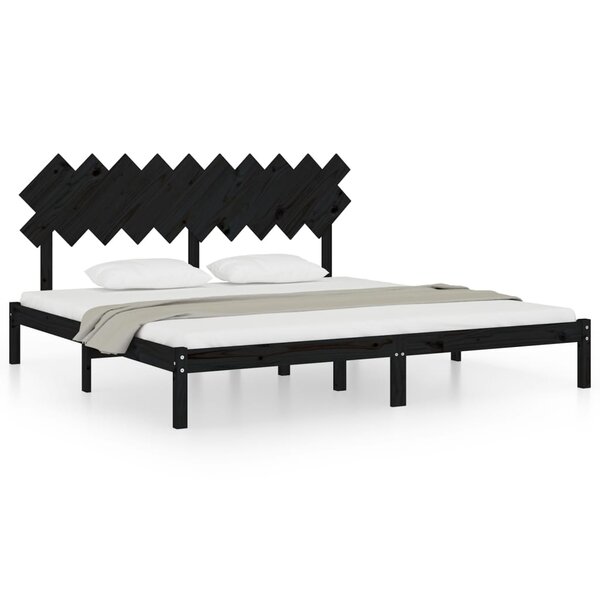 vidaXL Cadre de lit Noir 200x200 cm Bois massif